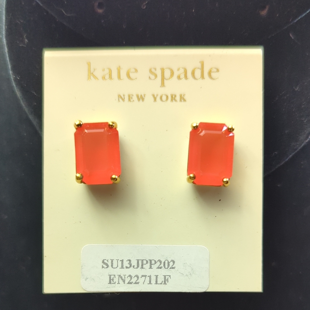 NWOT (#54) Kate Spade Coral Rectangular Post Earrings